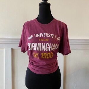 Burgundy University of Birmingham (London UK) T-shirt | M